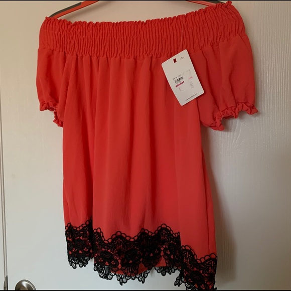 Orange Off The Shoulder Top - Picture 3 of 6